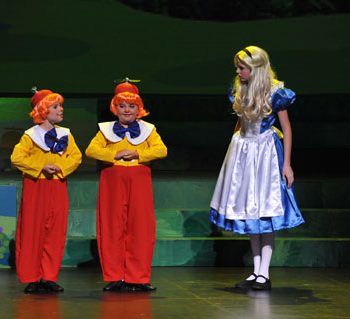 Alice in Wonderland with Tweedle-dee and Tweedle-Dum
