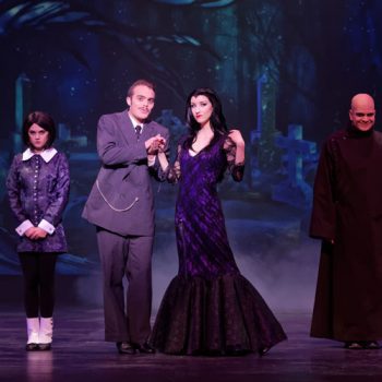 Wednesday, Morticia, Gomez, and Fester Addams of the El Dorado Musical Theatre production of the Addams Family