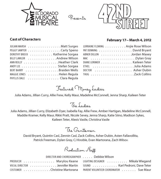 42nd Street cast list