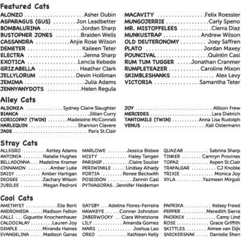 Cast list for Cats