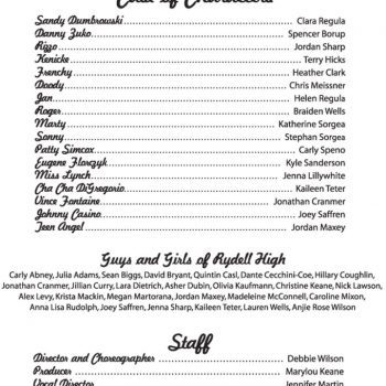 Cast list for Grease