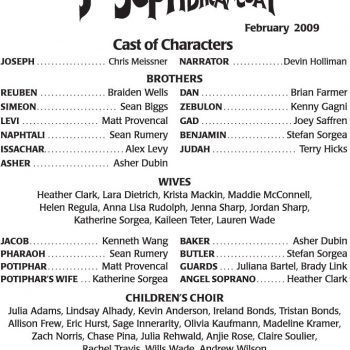 Cast list for Joseph and the Technicolor Dreamcoat