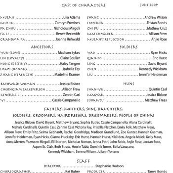 El Dorado Musical Theatre cast list for Mulan