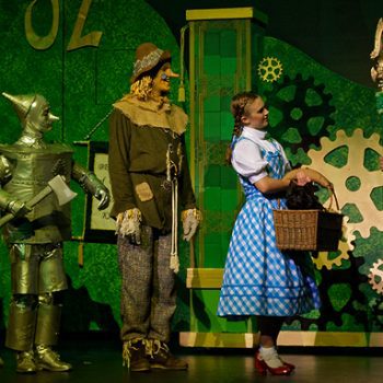 Dorothy and her friends in the Emerald City gate