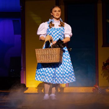 Dorothy carrying a Toto using a basket