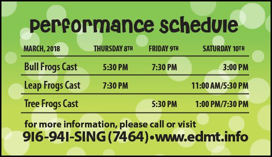 A poster with the words performance schedule and a green background.