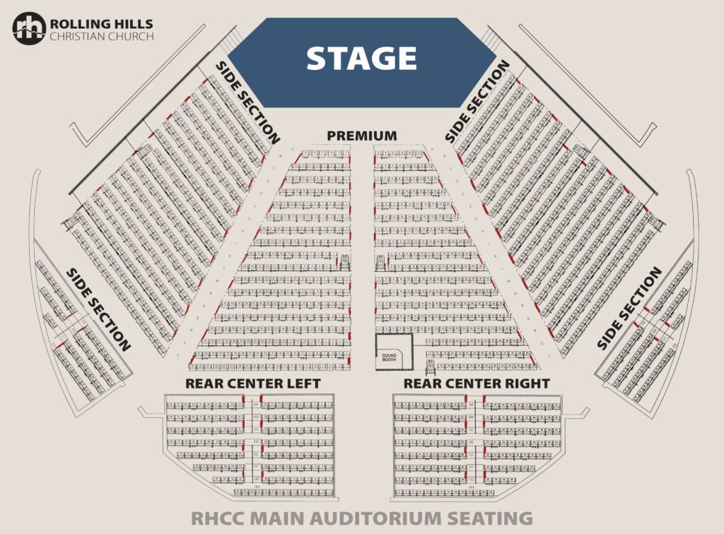 The seating chart for the ricc main auditorium.