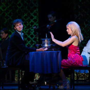 Stage scene: couple on a date.