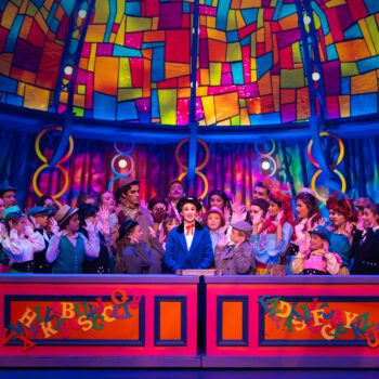 Vibrant stage musical with large ensemble