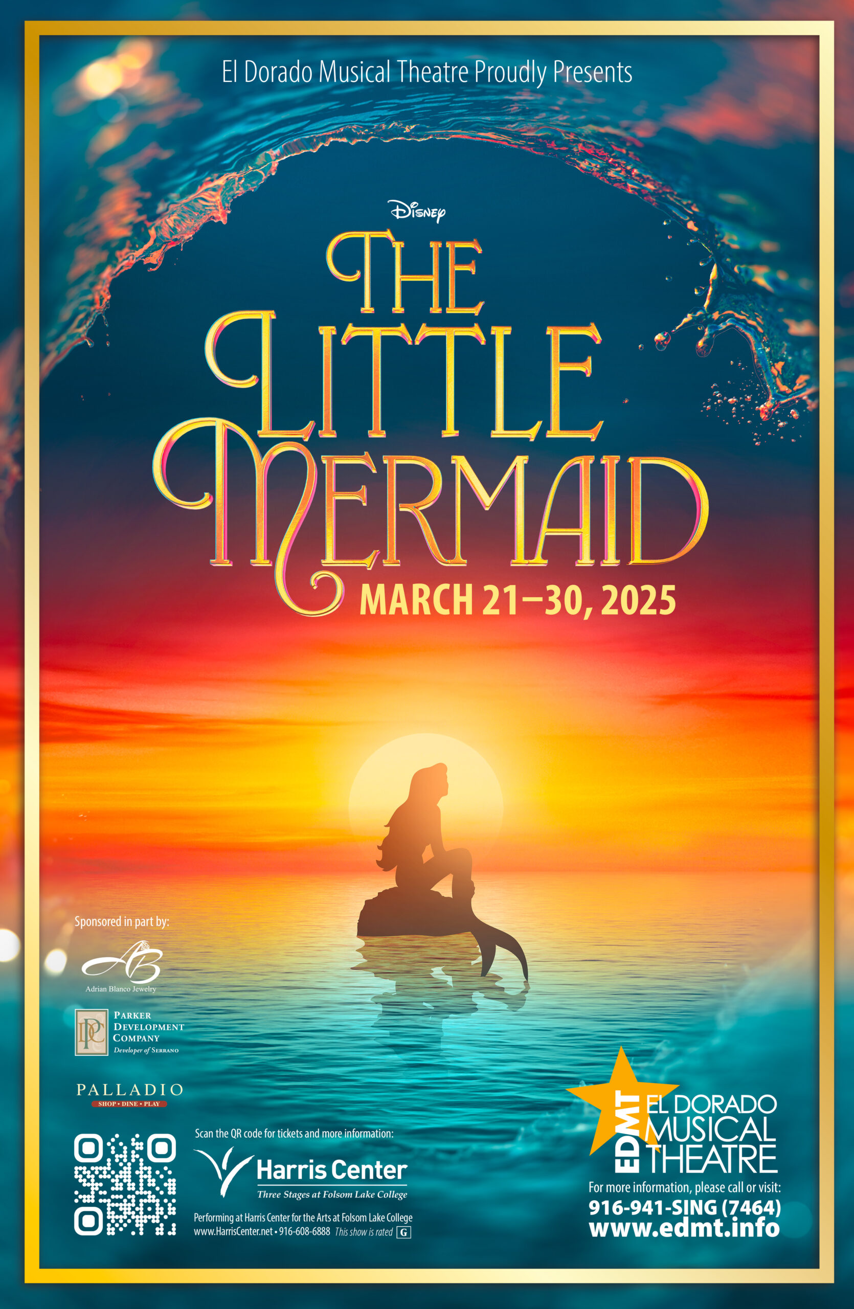 The Little Mermaid musical poster, mermaid silhouette