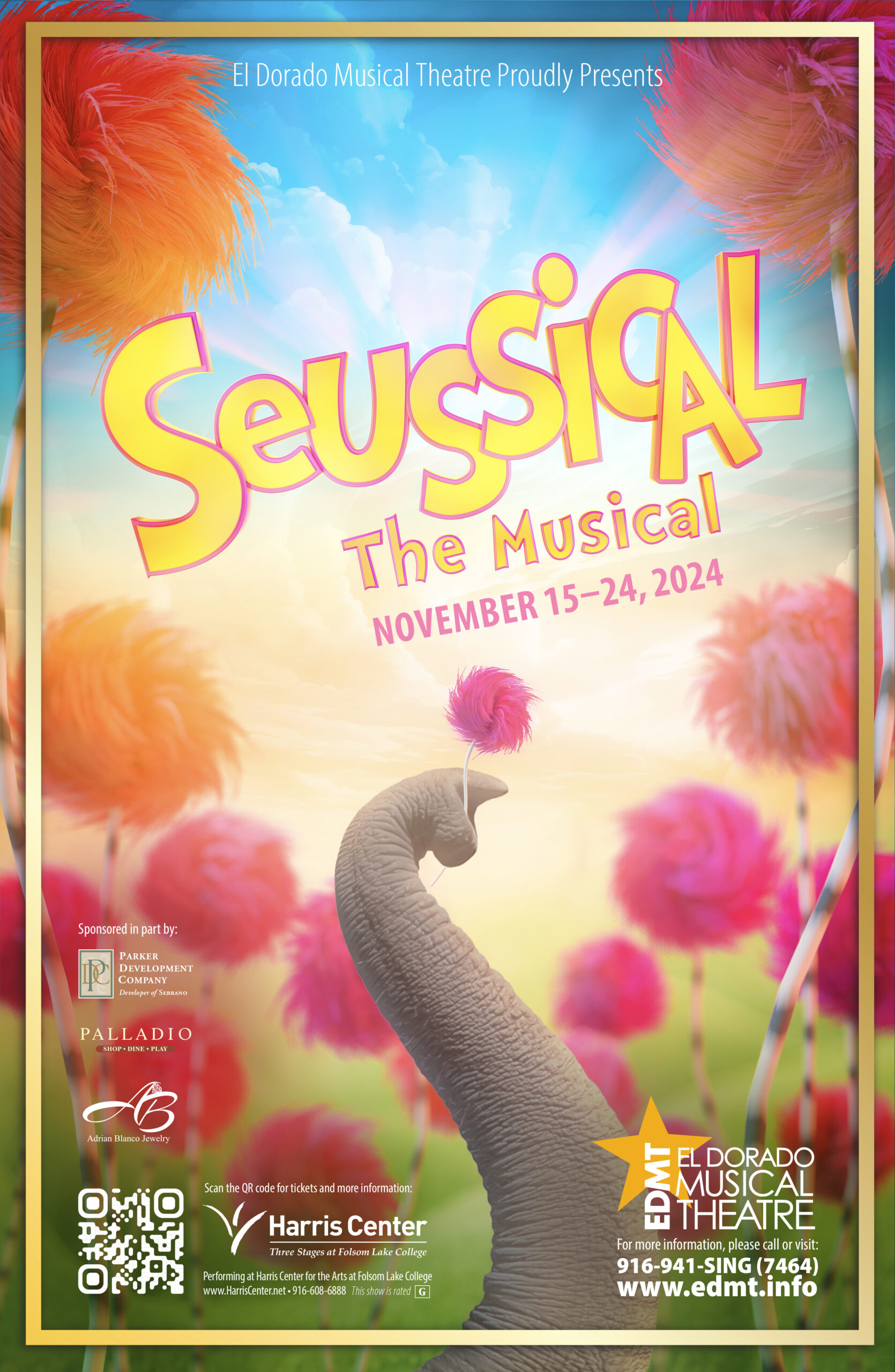 Seussical poster: elephant trunk and colorful tufts