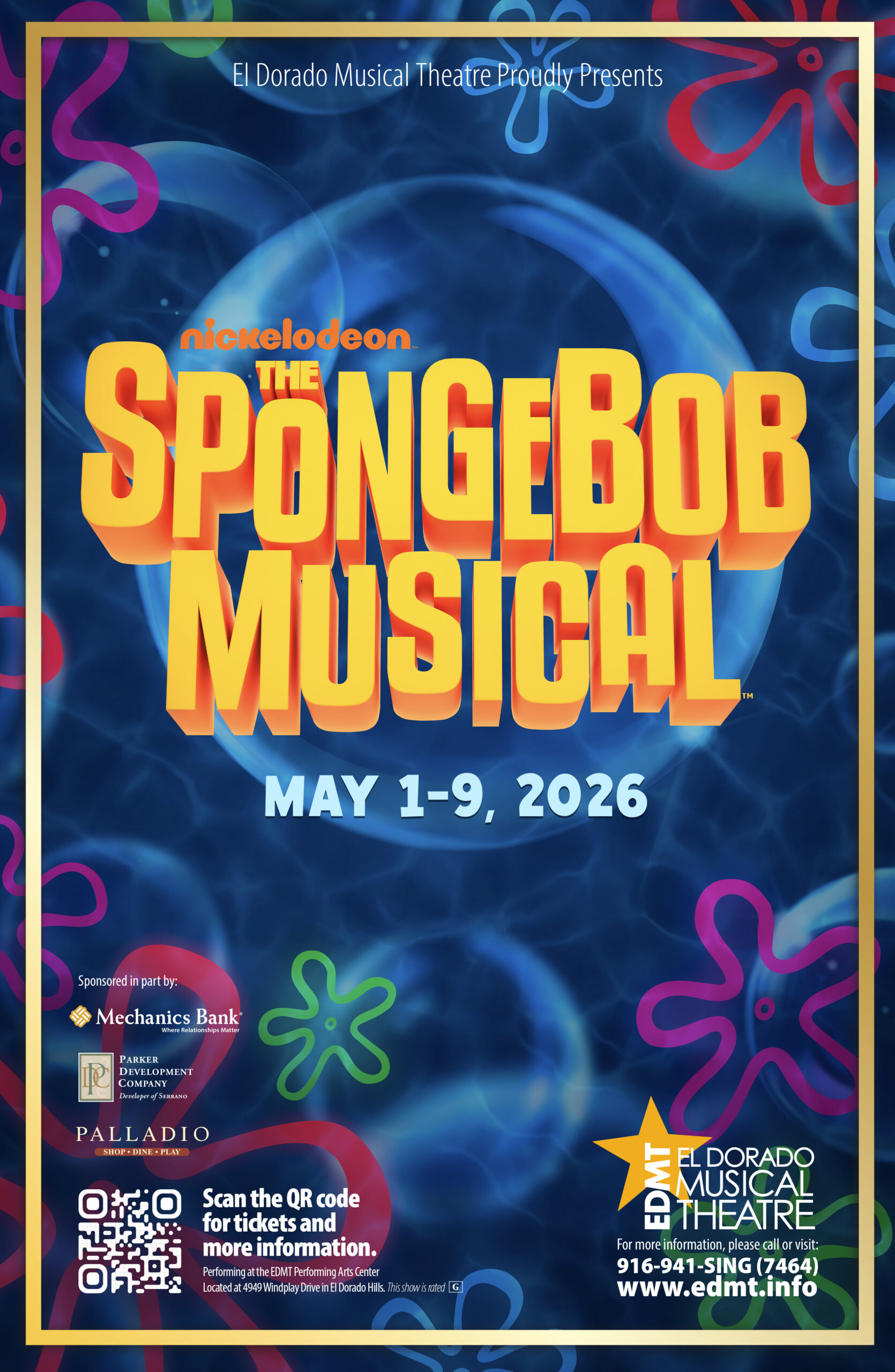 SpongeBob Musical poster with blue water background