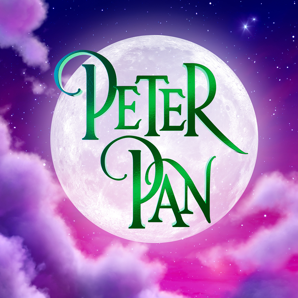 Peter Pan title over moon and clouds