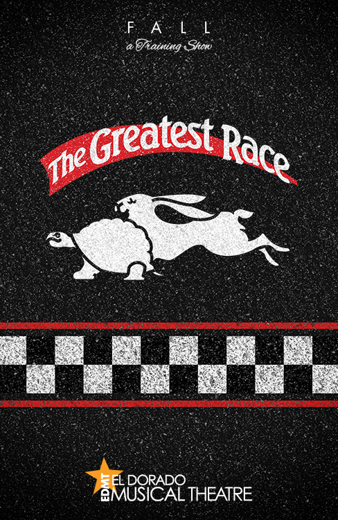 Tortoise and hare race poster with checkerboard